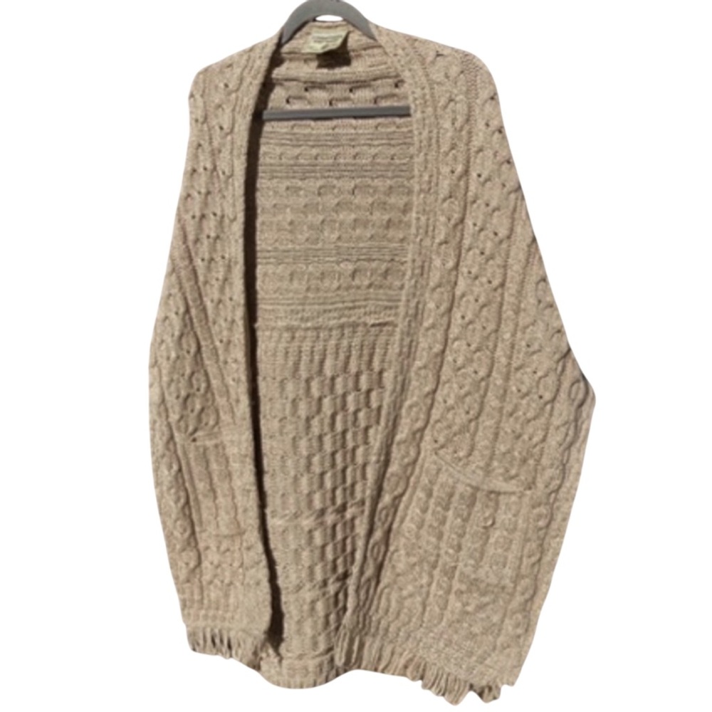 VTG Connemara Knitwear Merino Wool Cardigan. Ireland. Fisherman Shawl Sweater.